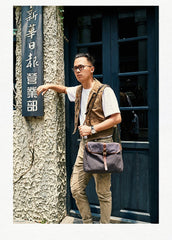 Fashion Canvas Mens Side Bag Canvas Messenger Bags Canvas Satchel Courier Bag for Men