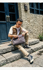 Fashion Canvas Mens Side Bag Canvas Messenger Bags Canvas Satchel Courier Bag for Men
