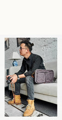 Canvas Cool Mens Small Square Side Bag Canvas Messenger Bags Canvas Travel Courier Bags for Men