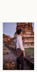 Canvas Cool Mens Small Square Side Bag Canvas Messenger Bags Canvas Travel Courier Bags for Men