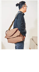 Canvas Mens 14 inches Side Bags Canvas Satchel Messenger Bags Canvas Travel Courier Bag for Men