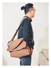 Canvas Mens 14 inches Side Bags Canvas Satchel Messenger Bags Canvas Travel Courier Bag for Men
