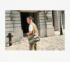 Canvas Mens 14 inches Side Bags Canvas Satchel Messenger Bags Canvas Travel Courier Bag for Men