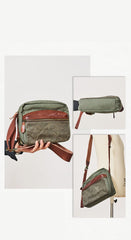 Canvas Mens Small Green Side Bag Canvas Messenger Bags Canvas Travel Courier Bag for Men