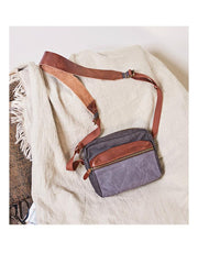 Canvas Mens Small Green Side Bag Canvas Messenger Bags Canvas Travel Courier Bag for Men