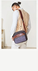 Canvas Mens Small Green Side Bag Canvas Messenger Bags Canvas Travel Courier Bag for Men