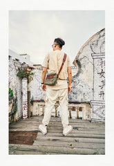 Canvas Mens Small Green Side Bag Canvas Messenger Bags Canvas Travel Courier Bag for Men