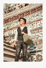 Canvas Cool Mens Green Side Bags Canvas Leather Messenger Bags Canvas Travel Courier Bag for Men