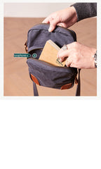 Cool Leahter Canvas Mens Side Bag Coffee Vertical Messenger Bags Courier Bag for Men