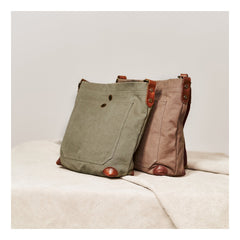 Cool Canvas Mens Womens Green Side Bag 12 inches Canvas Messenger Bags Courier Bag for Men Women