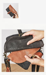 Cool Canvas Leather Mens Messenger Shoulder Bag Small Canvas Side Bag Courier Bags for Men