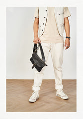 Cool Canvas Leather Mens Messenger Shoulder Bag Small Canvas Side Bag Courier Bags for Men