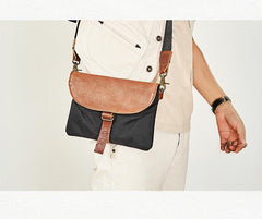 Cool Canvas Leather Mens Messenger Shoulder Bag Small Canvas Side Bag Courier Bags for Men
