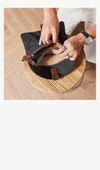 Cool Canvas Leather Mens Messenger Shoulder Bag Small Canvas Side Bag Courier Bags for Men