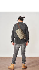 Canvas Mens Messenger Bag Canvas Side Bag Saddle Canvas Courier Bag for Men
