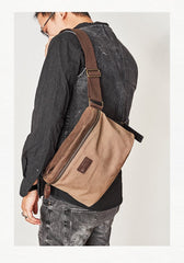 Canvas Mens Messenger Bag Canvas Side Bag Saddle Canvas Courier Bag for Men