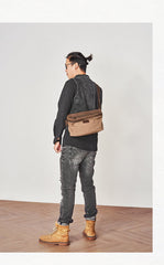 Canvas Mens Messenger Bag Canvas Side Bag Saddle Canvas Courier Bag for Men