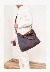 Cool Canvas Leather Mens Tote Bag 15'' Messenger Bags Handbag Canvas Tote Shoulder Bag for Men Women