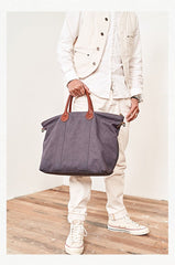 Cool Canvas Leather Mens Tote Bag 15'' Messenger Bags Handbag Canvas Tote Shoulder Bag for Men Women