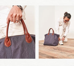 Cool Canvas Leather Mens Tote Bag 15'' Messenger Bags Handbag Canvas Tote Shoulder Bag for Men Women