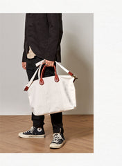 Cool Canvas Leather Mens Tote Bag 15'' Messenger Bags Handbag Canvas Tote Shoulder Bag for Men Women