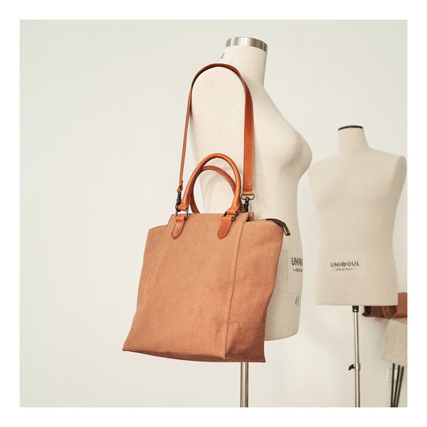 Vintage Canvas Mens Womens Tote Handbag Canvas - Back View