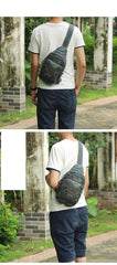 Jean Vintage Blue Mens Sling Bag Chest Bags Jean One Shoulder Backpack For Men