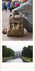 Canvas Mens Womens Backpack Green Travel Rucksack Satchel Backpack Canvas School Backpack for Men