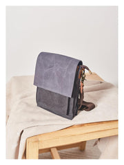 Canvas Mens Vertical Messenger Shoulder Bag Green Waxed Canvas Small Side Bag Courier Bag for Men