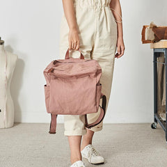 Pink Canvas Mens Womens Cube Rucksack Satchel Backpack Canvas School Backpack for Men Women