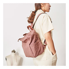 Pink Canvas Mens Womens Cube Rucksack Satchel Backpack Canvas School Backpack for Men Women