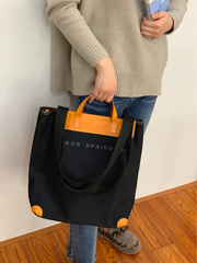 Cute Womens Canvas Leather Tote Purse Large Womens Leather Shoulder Tote Bag Shopper Bag for Ladies