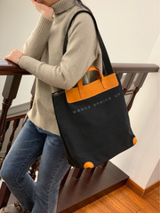 Cute Womens Canvas Leather Tote Purse Large Womens Leather Shoulder Tote Bag Shopper Bag for Ladies