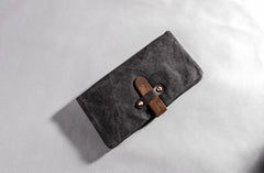 Canvas Leather Long Wallets for men Bifold Vintage Men Long Wallet