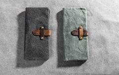 Canvas Leather Long Wallets for men Bifold Vintage Men Long Wallet