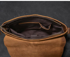 Vintage Leather Mens 13‘’ Brown Side Bag Messenger Bag Courier Bag For Men