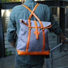 Canvas Leather Mens Backpack Travel Backpacks Laptop Backpack for men