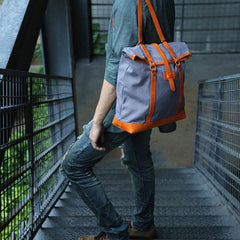 Canvas Leather Mens Backpack Travel Backpacks Laptop Backpack for men