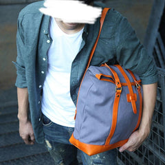 Canvas Leather Mens Backpack Travel Backpacks Laptop Backpack for men