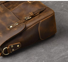 Leather Mens Brown Briefcase 14'' Laptop Bag Messenger Bag Shoulder Bag For Men