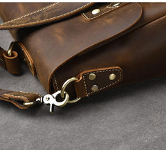 Leather Mens Brown Briefcase 14'' Laptop Bag Messenger Bag Shoulder Bag For Men