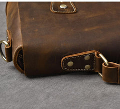 Leather Mens Brown Briefcase 14'' Laptop Bag Messenger Bag Shoulder Bag For Men