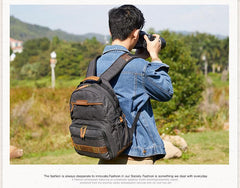 GREEN LARGE CANVAS WATERPROOF MENS CANON CAMERA BACKPACK NIKON CAMERA BAG DSLR CAMERA BAG FOR MEN