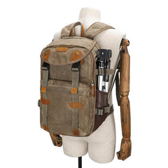 Brown CANVAS WATERPROOF MENS 15'' CANON CAMERA BACKPACK LARGE NIKON CAMERA BAG DSLR CAMERA BAG FOR MEN
