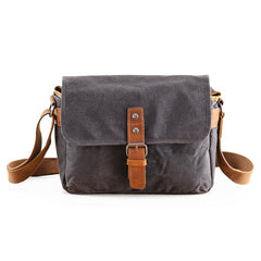 Canvas Leather Mens DSLR Camera Bag Side Bag Green Small Messenger Bag for Men