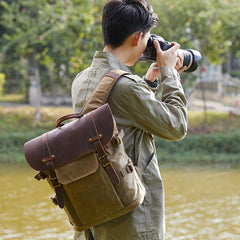 GREEN LARGE CANVAS WATERPROOF MENS CANON CAMERA BACKPACK NIKON CAMERA BAG DSLR CAMERA BAG FOR Women