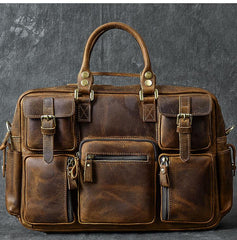 Canvas Leather Mens Womens Dark Coffee Travel Side Bag Messenger Bag Large Shoulder Bag For Men