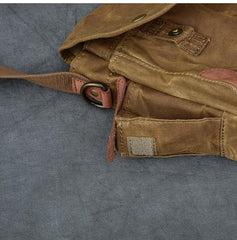 Canvas Leather Mens Womens Dark Gray Vintage Side Bag Khaki Messenger Bag Small Shoulder Bag For Men