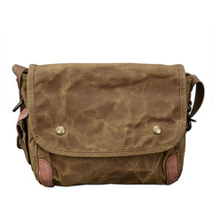 Canvas Leather Mens Womens Dark Gray Vintage Side Bag Khaki Messenger Bag Small Shoulder Bag For Men