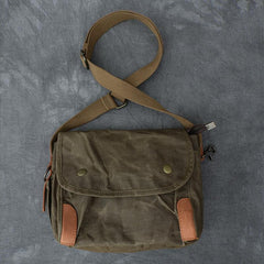 Canvas Leather Mens Womens Dark Gray Vintage Side Bag Khaki Messenger Bag Small Shoulder Bag For Men